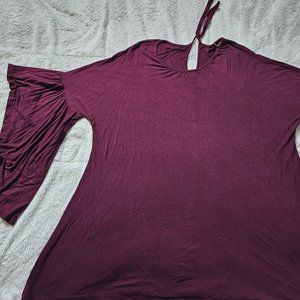 Voel Long Flared Sleeve Shirt/Dress with Neck Tie L